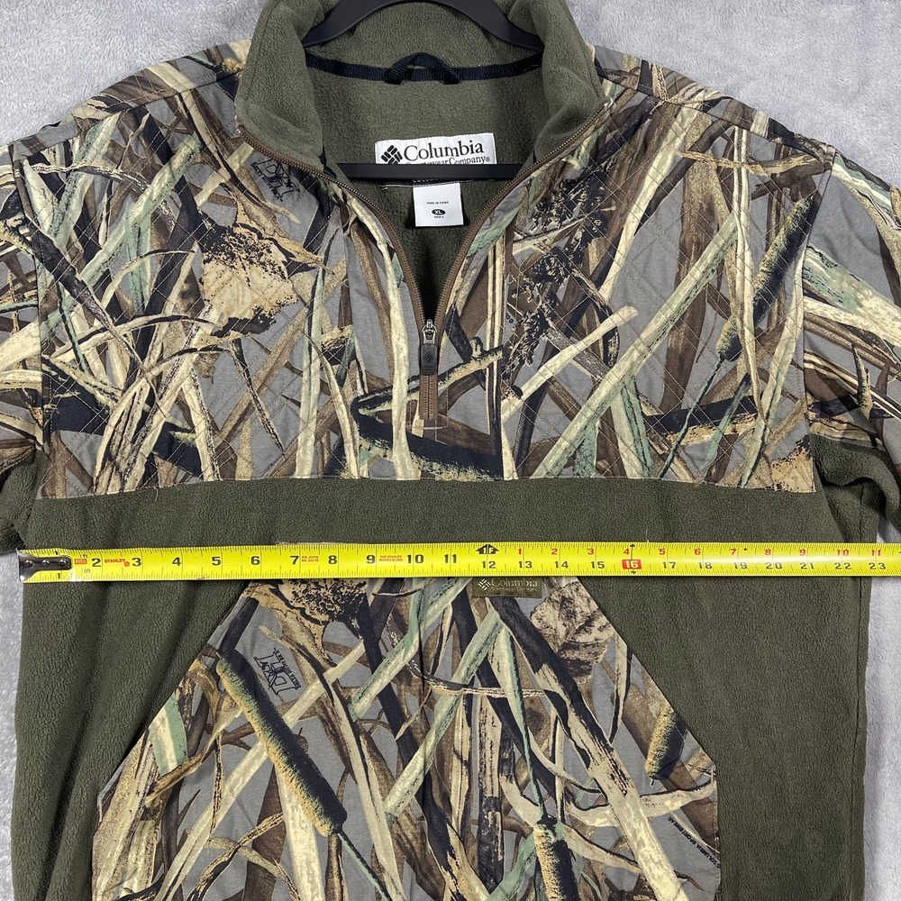 Columbia Fleece Pullover Mens XL Green DH Marsh Camo Quarter Zip - Picture 5 of 9